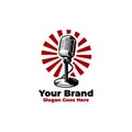 Microphone Podcast Live Talkshow Ready Made Logo Vector Illustration Royalty Free Stock Photo
