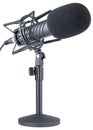 Microphone. Professional dynamic or condenser microphone. Radio broadcasting or podcast microphone Royalty Free Stock Photo