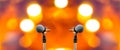 Microphone Public speaking background, Close up microphone on stand for speaker speech presentation stage performance or press