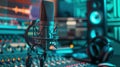 The microphone in recording studio. AI generated Royalty Free Stock Photo