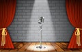 Microphone and red curtain Royalty Free Stock Photo