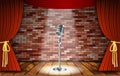 Microphone and red curtain Royalty Free Stock Photo