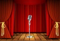 Microphone and red curtain Royalty Free Stock Photo