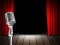 Microphone and red curtain Royalty Free Stock Photo