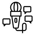 Microphone reporter interview icon outline vector. Tv news Royalty Free Stock Photo