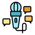 Microphone reporter interview icon vector flat Royalty Free Stock Photo