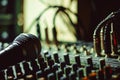 The microphone lies on the mixer Royalty Free Stock Photo