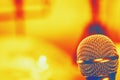 microphone in retro style on a blurred background place under the copy space Royalty Free Stock Photo