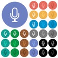 Microphone round flat multi colored icons