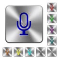 Microphone rounded square steel buttons Royalty Free Stock Photo