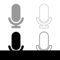 Microphone set icon grey black color vector illustration image flat style solid fill outline contour line thin Royalty Free Stock Photo