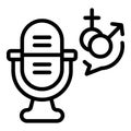 Microphone sex education icon outline vector. Sexual health