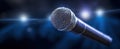 The microphone shines bright amidst a captivating concert atmosphere..AI generated image Royalty Free Stock Photo