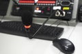 Microphone showing orange light Working on the control table Royalty Free Stock Photo
