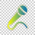 Microphone sign illustration. Blue to green gradient Icon with Four Roughen Contours on stylish transparent Background.