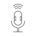 Microphone sign vector line icon, sign, illustration on background, editable strokes