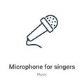 Microphone for singers outline vector icon. Thin line black microphone for singers icon, flat vector simple element illustration