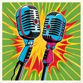 Microphone singing karaoke club entertainment excitement retro voice