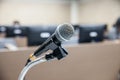 Microphone soft focus on blur abstract background lecture Royalty Free Stock Photo