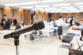 Microphone soft focus on blur abstract background lecture