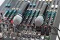 Microphone and sound mixer in public area concert stage. Royalty Free Stock Photo