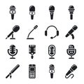 Microphone, sound, radio vector icons