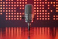 Microphone and sound wave on magenta studio background podcast concept Royalty Free Stock Photo