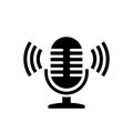 Microphone and sound waves vector icon