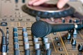 Microphone on soundboard dj Royalty Free Stock Photo