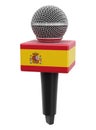 Microphone with Spanish flag. Image with clipping path