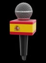 Microphone with Spanish flag. Image with clipping path