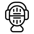 Microphone spanish lesson icon outline vector. Program lexicon