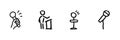 Microphone And Speaker Line Icon Set In Doodle Style. Public Speaking, Presentation, And Communication Outline Sketch Royalty Free Stock Photo