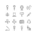 Microphone, speaker vector line icons