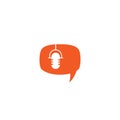 Microphone and speech bubble icon. podcast, voice chat button. radio, podcast logo