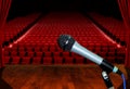 Microphone on Stage with Empty Auditorium Seats