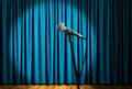 Microphone on stage under spotlight Royalty Free Stock Photo