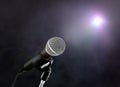 Microphone on Stage under Spotlight Royalty Free Stock Photo