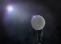 Microphone on Stage under Spotlight Royalty Free Stock Photo