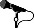 microphone on a stand classic, black silhouette Royalty Free Stock Photo