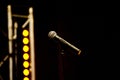 A microphone on a stand of a classic look in the light of the spotlights shot on a dark background Royalty Free Stock Photo