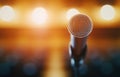 A microphone is on a stand in front of an empty auditorium Royalty Free Stock Photo