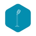 Microphone on stand icon, outline style Royalty Free Stock Photo