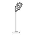 Microphone on stand icon, outline style Royalty Free Stock Photo