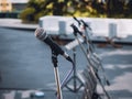 Microphone stand Music Entertainment outdoor Event Royalty Free Stock Photo