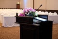 Microphone on stand podium decoration with flower