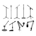 microphone stand set cartoon vector illustration