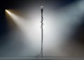 Microphone Stand On Stage With Spotlights Royalty Free Stock Photo