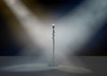 Microphone Stand On Stage With Spotlights Royalty Free Stock Photo