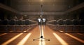 Empty auditorium stage with microphone and spotlight Royalty Free Stock Photo